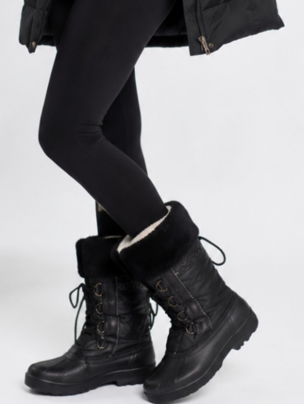 Sorel Solid Black Great Grip S8 Lined Warm Winter Boots Lace Up Waterproof